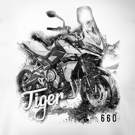 Triumph Tiger 660 pánské bílé tričko REGULAR na motorku